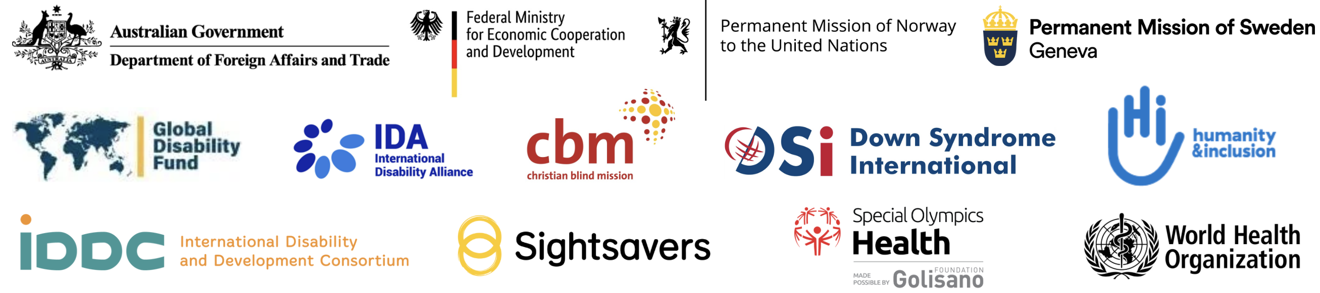 Logos of the sponsors of the launch of the WHO Global initiative on health equity for persons with disabilities Logos of the sponsors of the launch of the WHO Global initiative on health equity for persons with disabilities