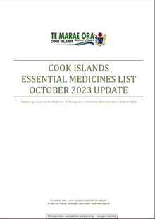 Cook Islands: Essential Medicines List 2023 (English)