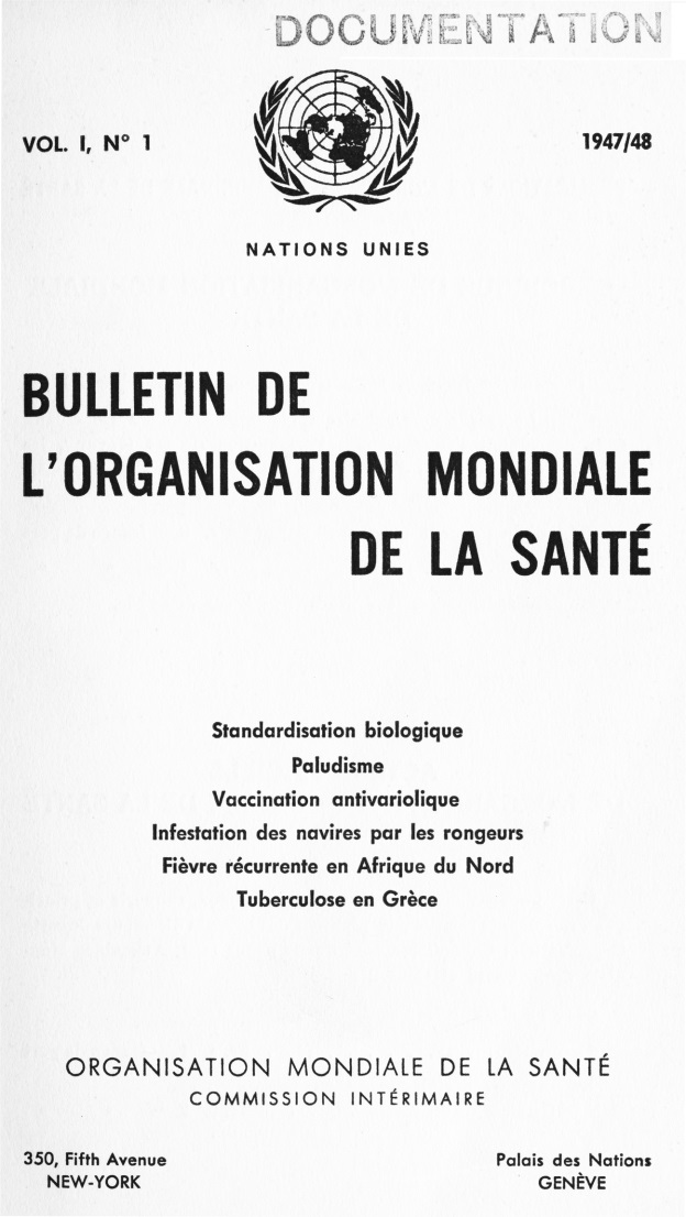 08-020108-Fc-photo Volume 1, issue 1 of the Bulletin of the World Health Organization 1947/1948.