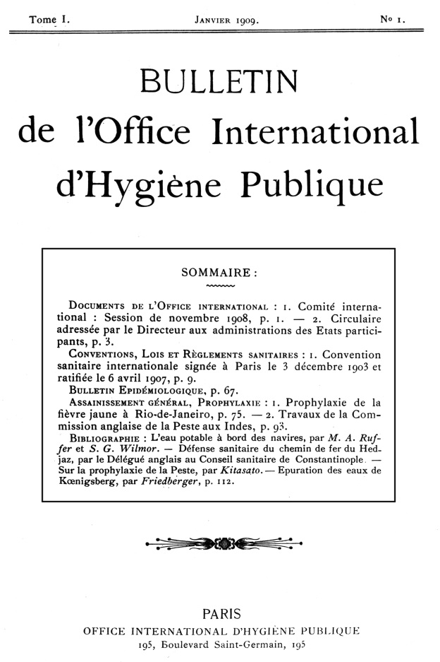 08-020108-Fd-photo The Bulletin mensuel de l’Office international d’hygiène publique was one of the predecessors of the Bulletin of the World Health Organization.
