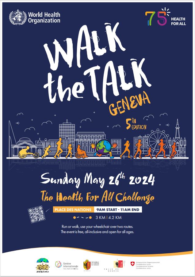 Official poster for the Walk the Talk event in Geneva on 26 May 2024.