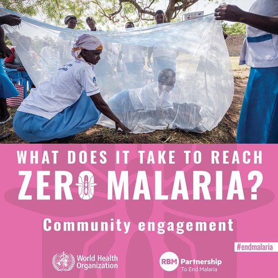 Social media tile on community engagement for world malaria day 2021