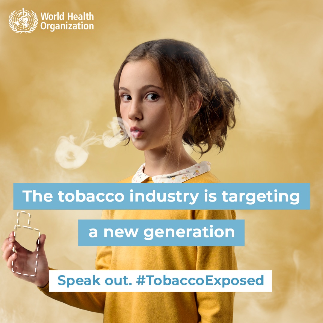 Social media tile:  "The tobacco industry is targeting a new generation." Speak out#TobaccoExposed