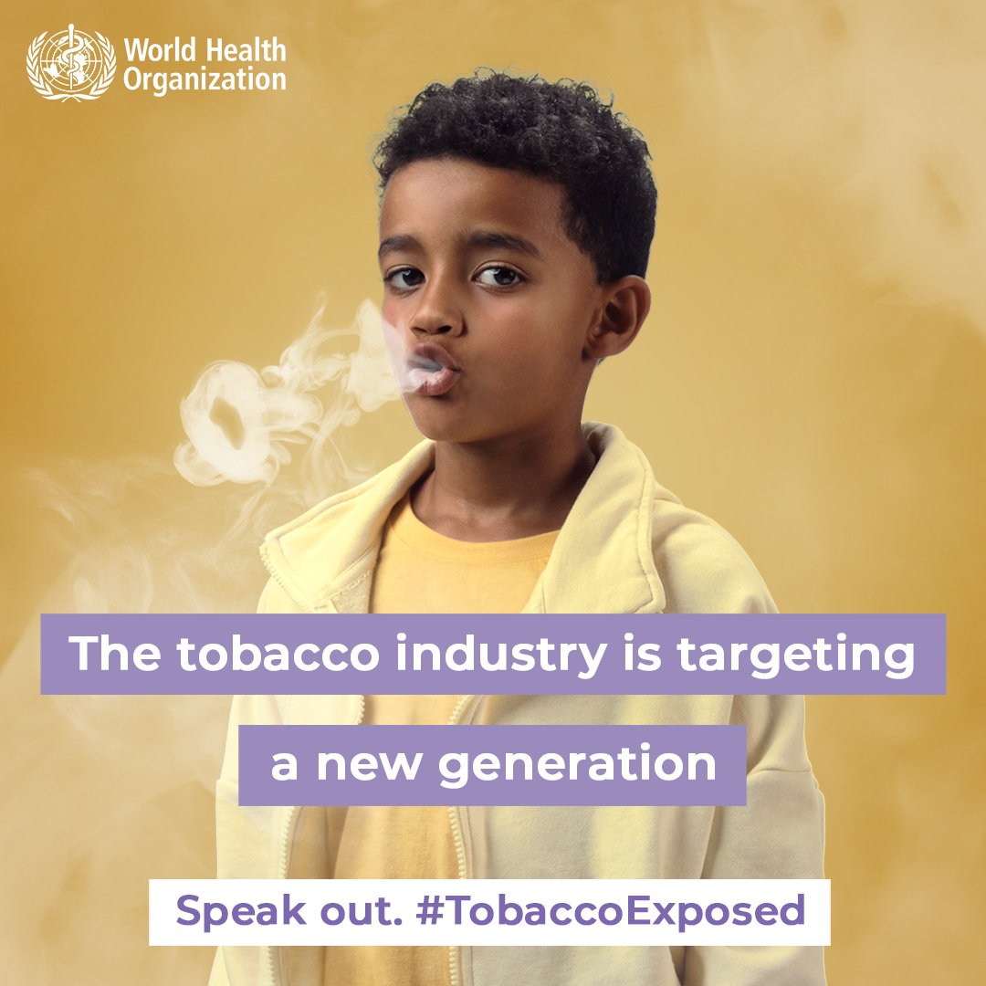 Social media tile: "The tobacco industry is targeting a new generation." Speak out #Tobacco Exposed