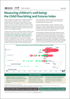 Image of the WHO-UNICEF-Lancet Commission policy brief "Measuring children's well-being: the Child Flourishing and Futures Index".