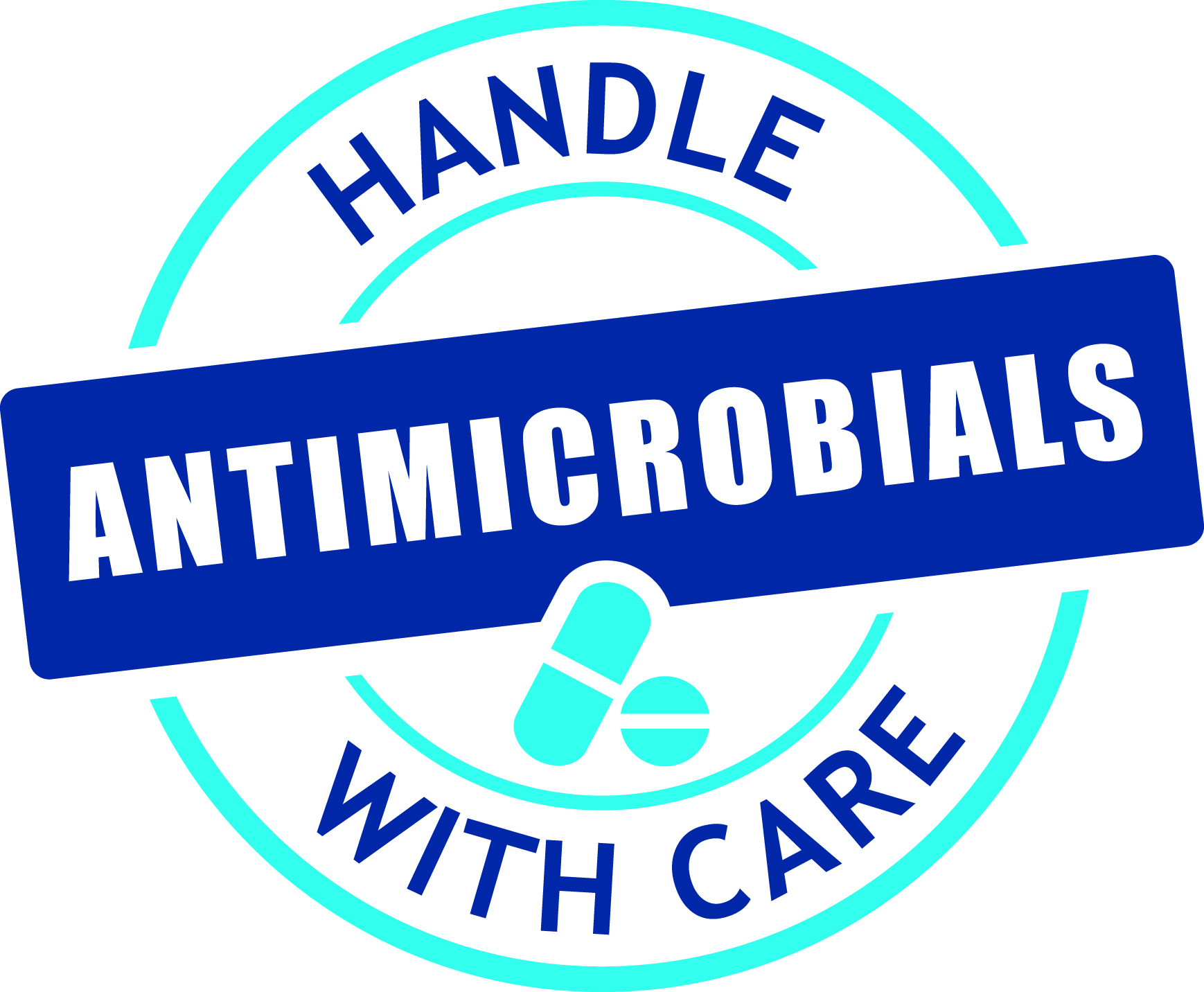 "Handle Antimicrobials with Care" logo