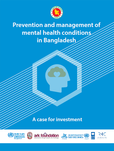 Cover page image of a Bangladesh Publication Titled "Prevention and management of mental health conditions in Bangladesh"