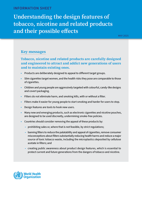 Information sheet: Understanding the design features of tobacco, nicotine and related products and their possible effects
