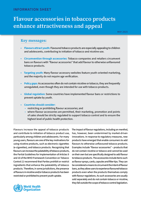 Information sheet: Flavour accessories in tobacco products enhance attractiveness and appeal