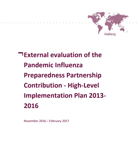 External evaluation of the Pandemic Influenza Preparedness Partnership Contribution – High-Level Implementation Plan 2013-2016: Report