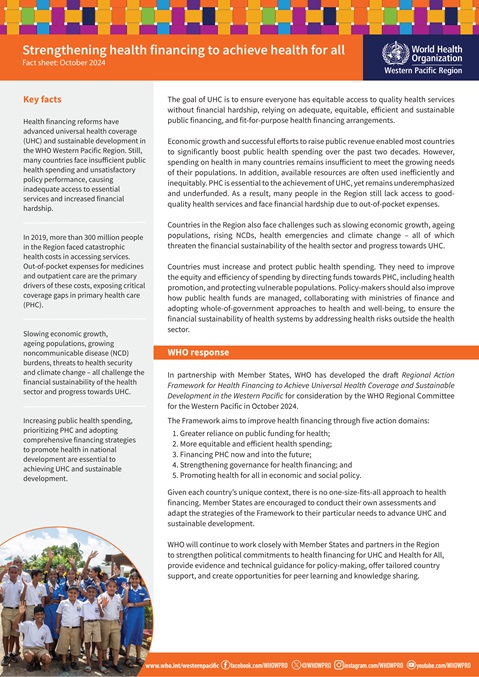 Strengthening health financing to achieve health for all