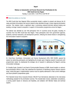 Webinar report on Immunization and Vaccine Research Area Prioritization for the WHO South-East Asia Region cover