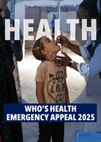A health worker is administering oral polio vaccine to a child.