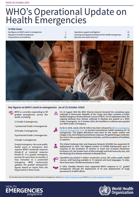 WHO's Operational Update on Health Emergencies - October 2024