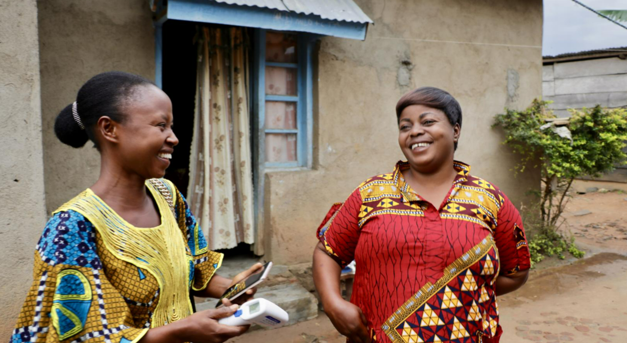 Health worker Léa Kanyere (left) updates contact tracing information using Go.Data during the Ebola response in the Democratic Republic of the Congo in 2019.