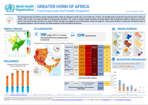 Snapshot: Greater Horn of Africa food insecurity and health - grade 3 emergency: 31 August 2023