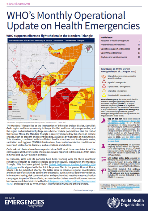 Monthly operational update on health emergencies - August 2023