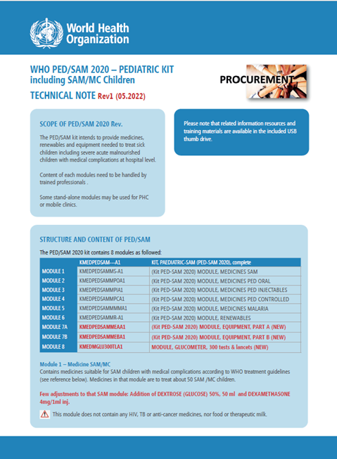 Technical note: WHO PED/SAM 2020 – pediatric kit Rev1