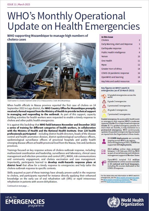Monthly operational update on health emergencies - March 2023