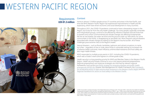 WHO Global Health Emergency Appeal 2022 regional summary: Western Pacific region