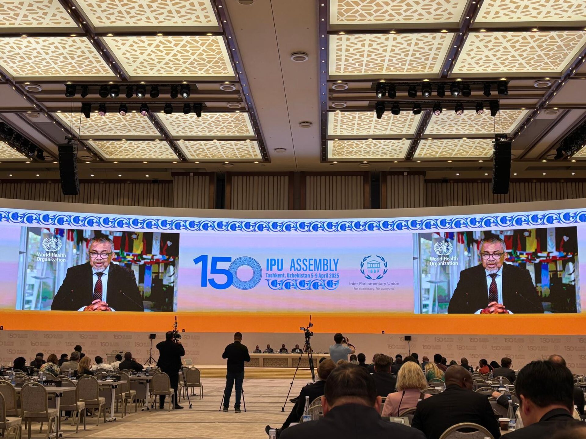 Dr Tedros delivers speech online at the 150th IPU Assembly