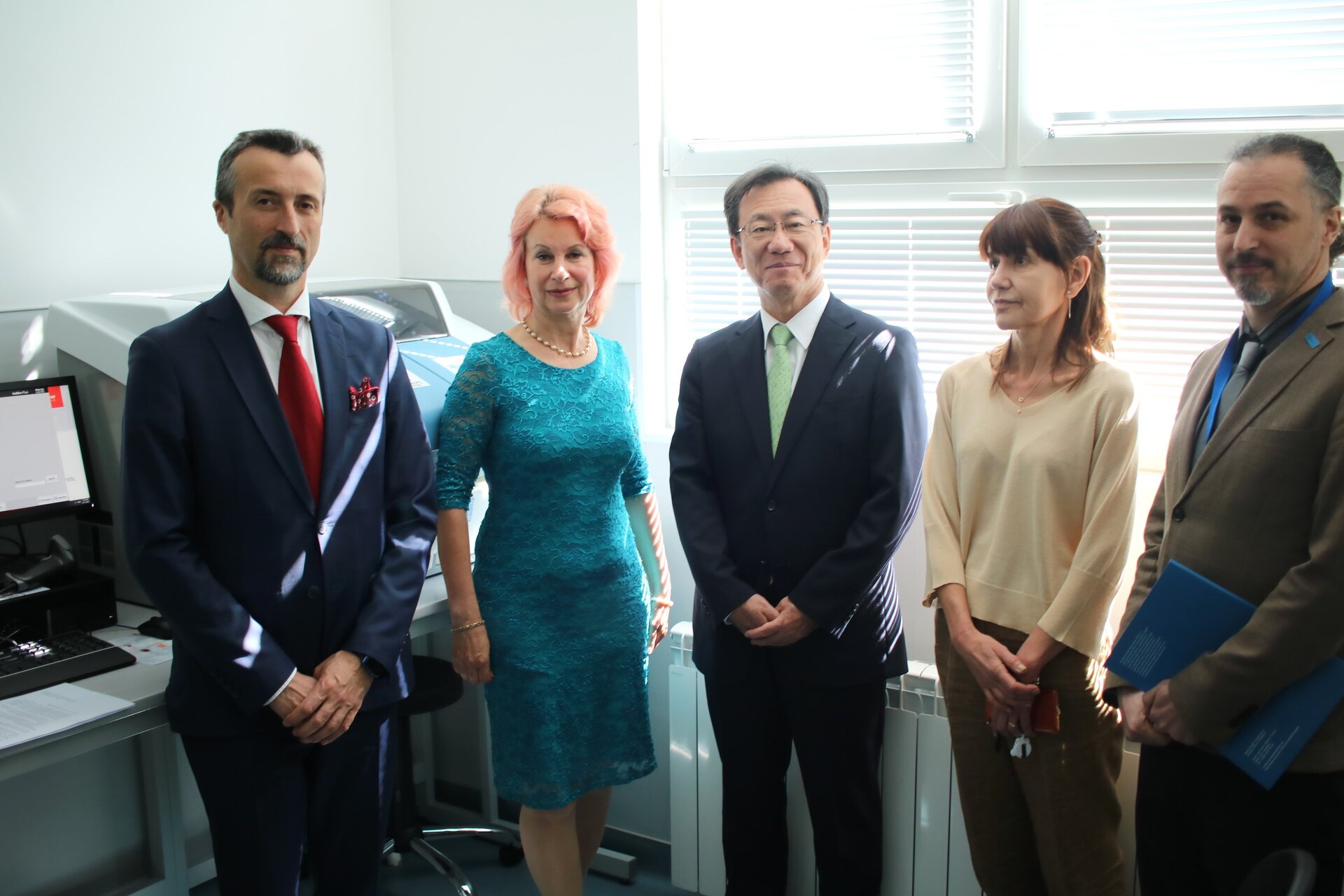 Deputy Minister of Health; Director of the National Center for Infectious and Parasitic Diseases, Iva Christova; Japanese Ambassador to Bulgaria; Head of the Immunology Laboratory; WHO Representative to Bulgaria