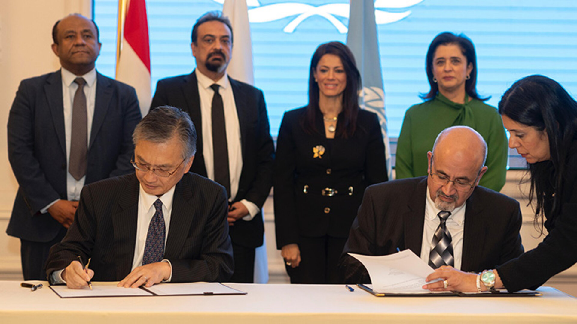Ambassador of Japan to Egypt, and WHO Representative in Egypt signing agreement