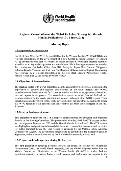 Consultation for the Regional Office for the Western Pacific in Manila, Philippines, 10–11 June 2014