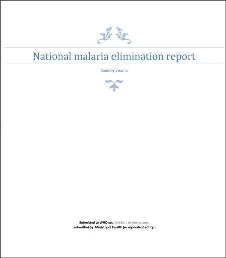 National malaria elimination report