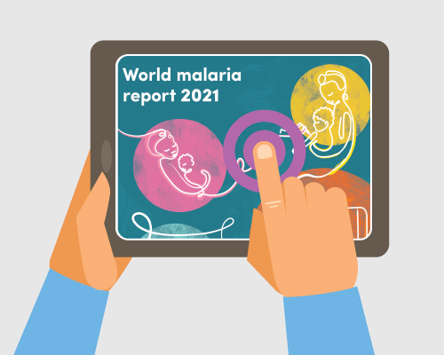 Illustration of hands holding tablet