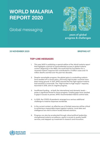 World malaria report 2020: global messages