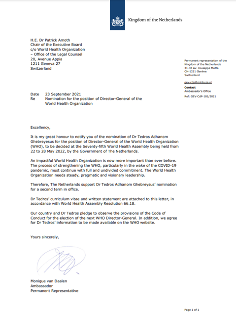 Proposals from Netherlands