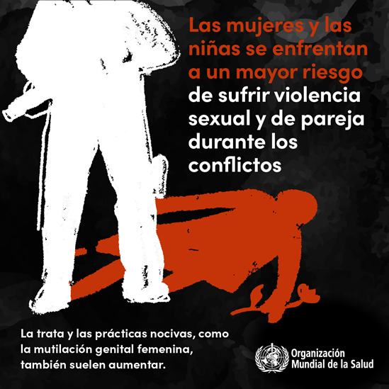 Las mujeres y las niñas se enfrentan a un mayor riesgo de sufrir violencia sexual y de pareja durante los conflictos.