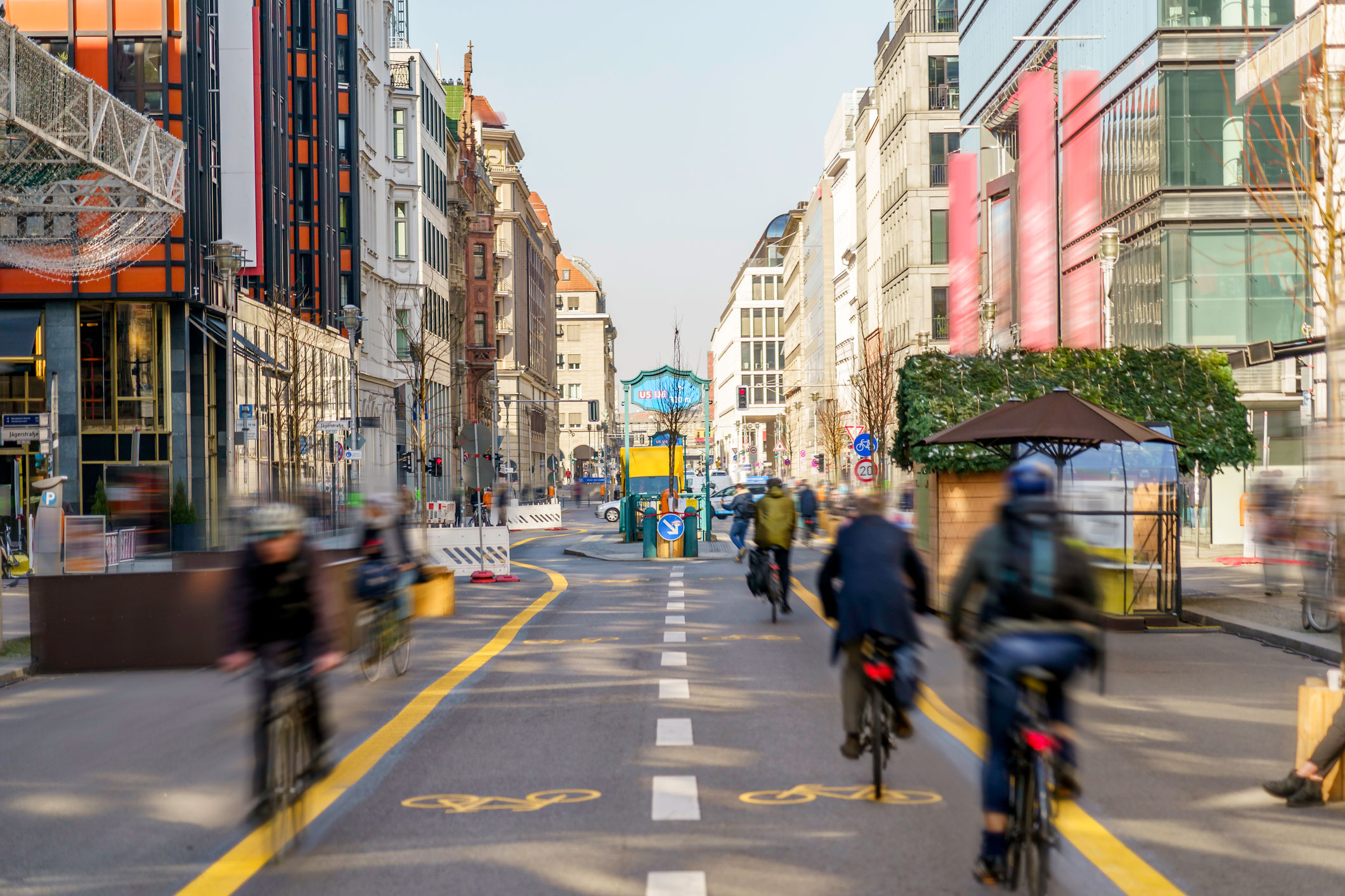 Bicycle lanes in urban setting