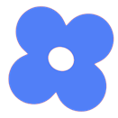 Purple four-petal flower icon.