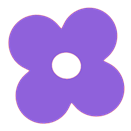 Purple four-petal flower icon.