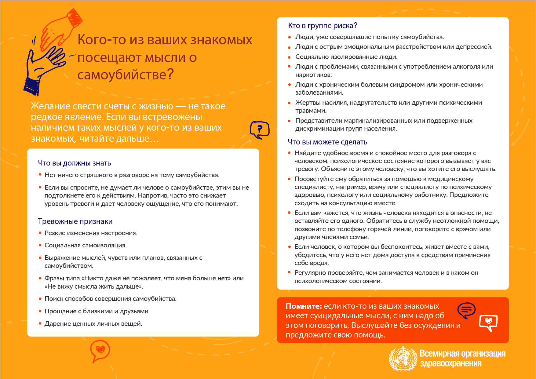 WMHD2021 4 Suicide for friend family members RU Кого-то из ваших знакомых посещают мысли о самоубийстве?