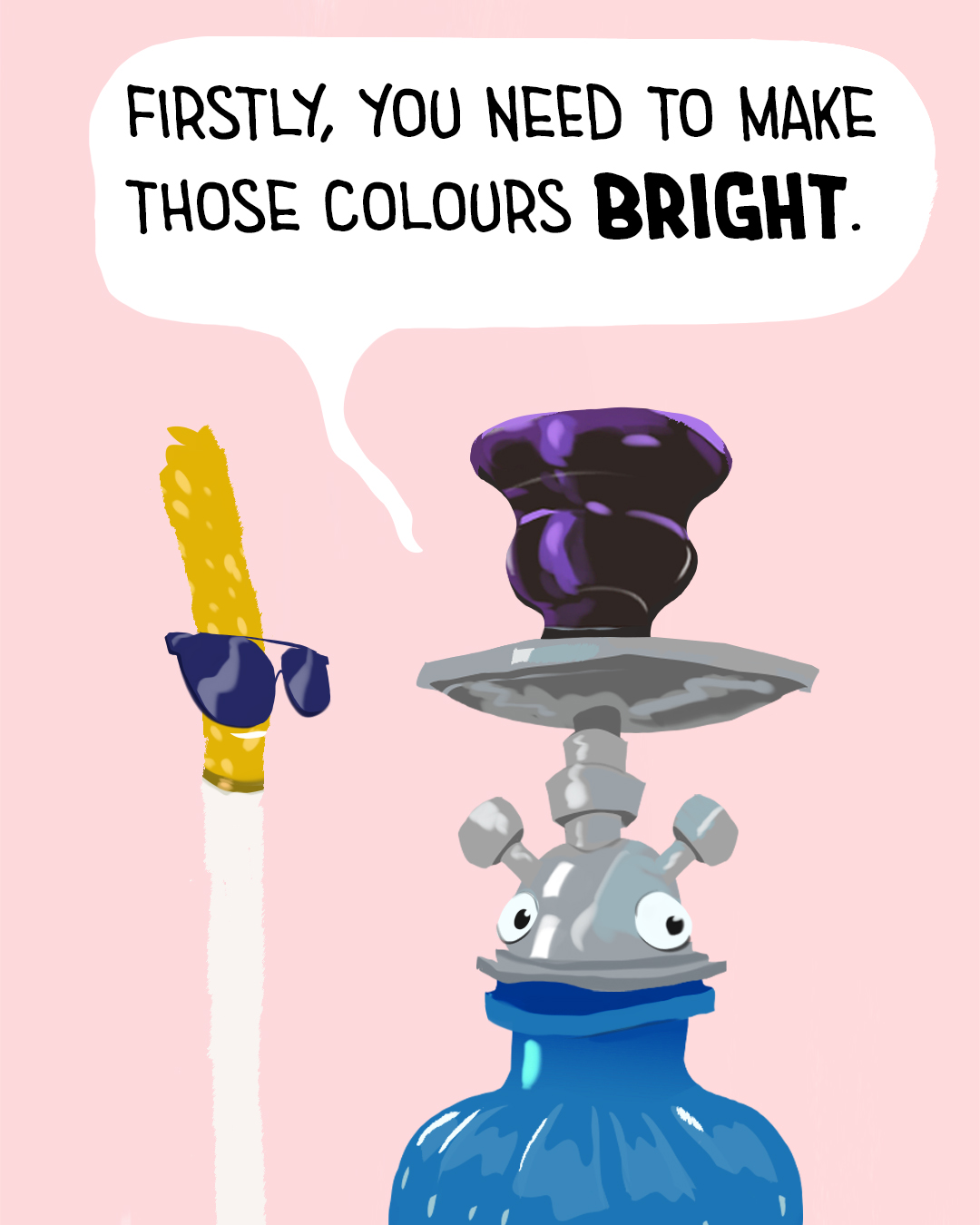 A cigarette with sunglasses and waterpipe talking