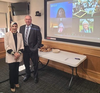 Dr Uzma, the Exercise Lead with Mr John McMurray, the Chief Operating Officer of Good Samaritan University Hospital