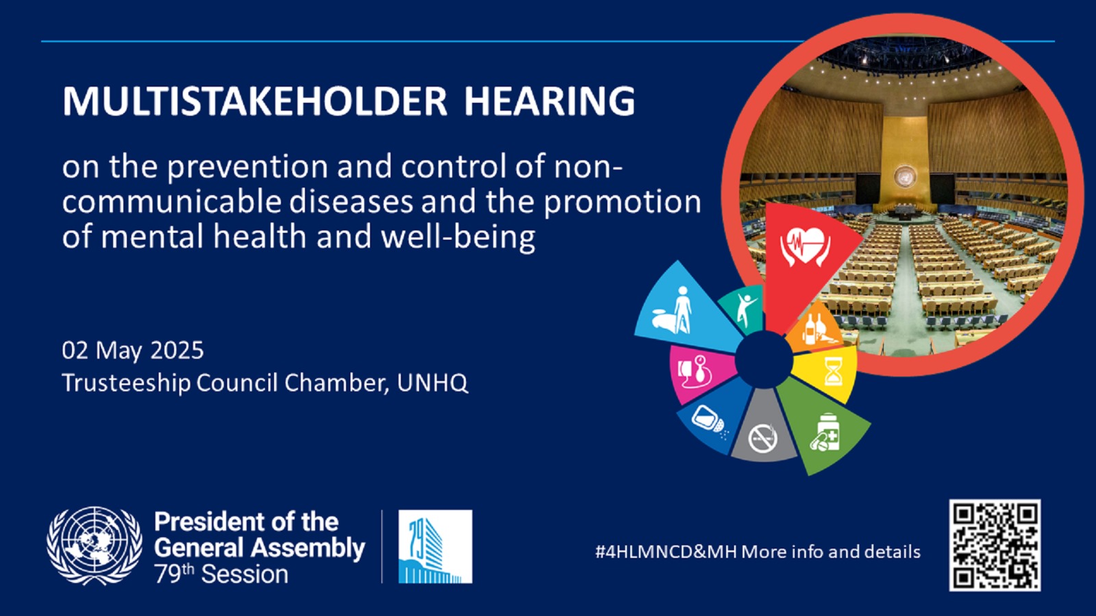 Flyer for multistakeholder hearing on NCDs 2025
