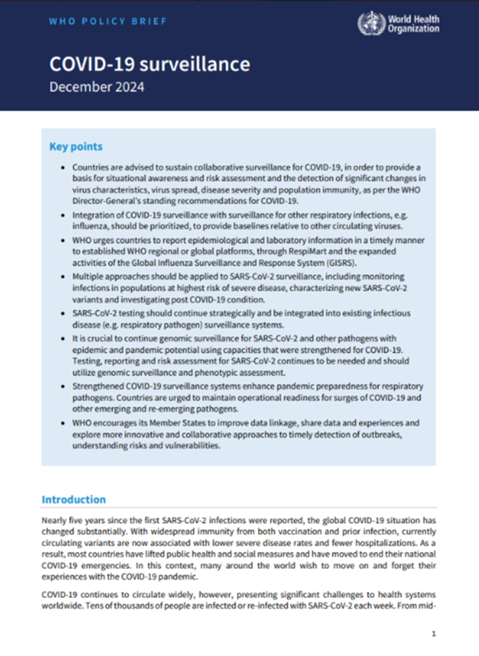 WHO policy brief: COVID-19 surveillance