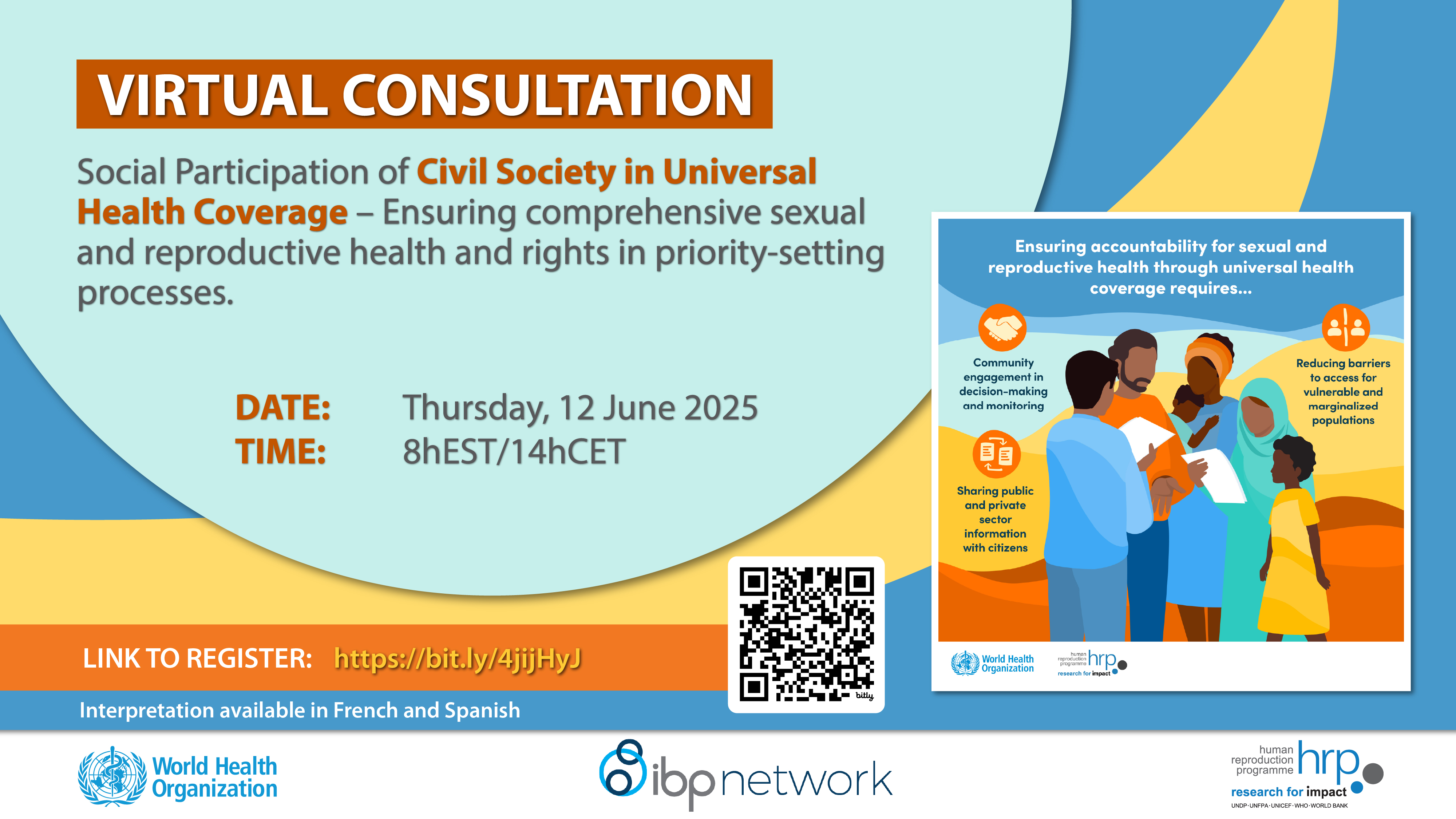 Flyer: Virtual Consultation on Social Participation of Civil Society Organizations in UHC - Ensuring comprehensive SRH in priority-setting