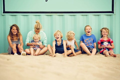 Children sitting on the sand