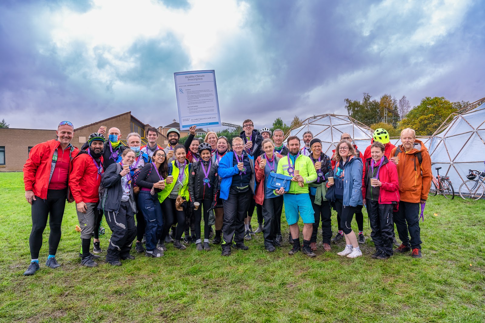 Cyclists from “Ride for their Lives” delivered both a letter from 46 million health workers, and the WHO COP26 Special Report on Climate Change and Health to Glasgow