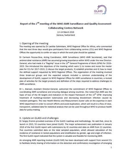 WHO AMR Surveillance CCs Network - Second meeting