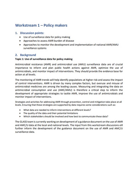 GLASS 2020 White paper – Workstream 1 – Policy makers