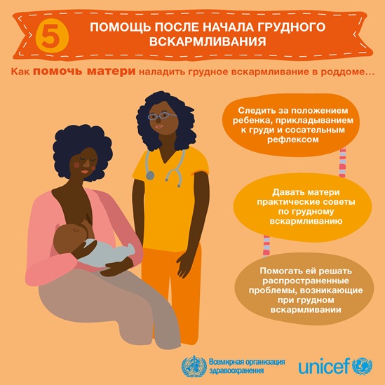 Russian BFHI step 5 - Support mothers infographic