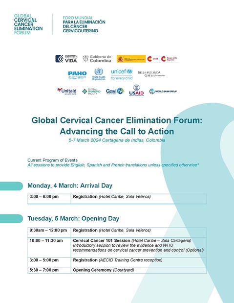 Global cervical cancer elimination forum: advancing the call to action – current programme of events