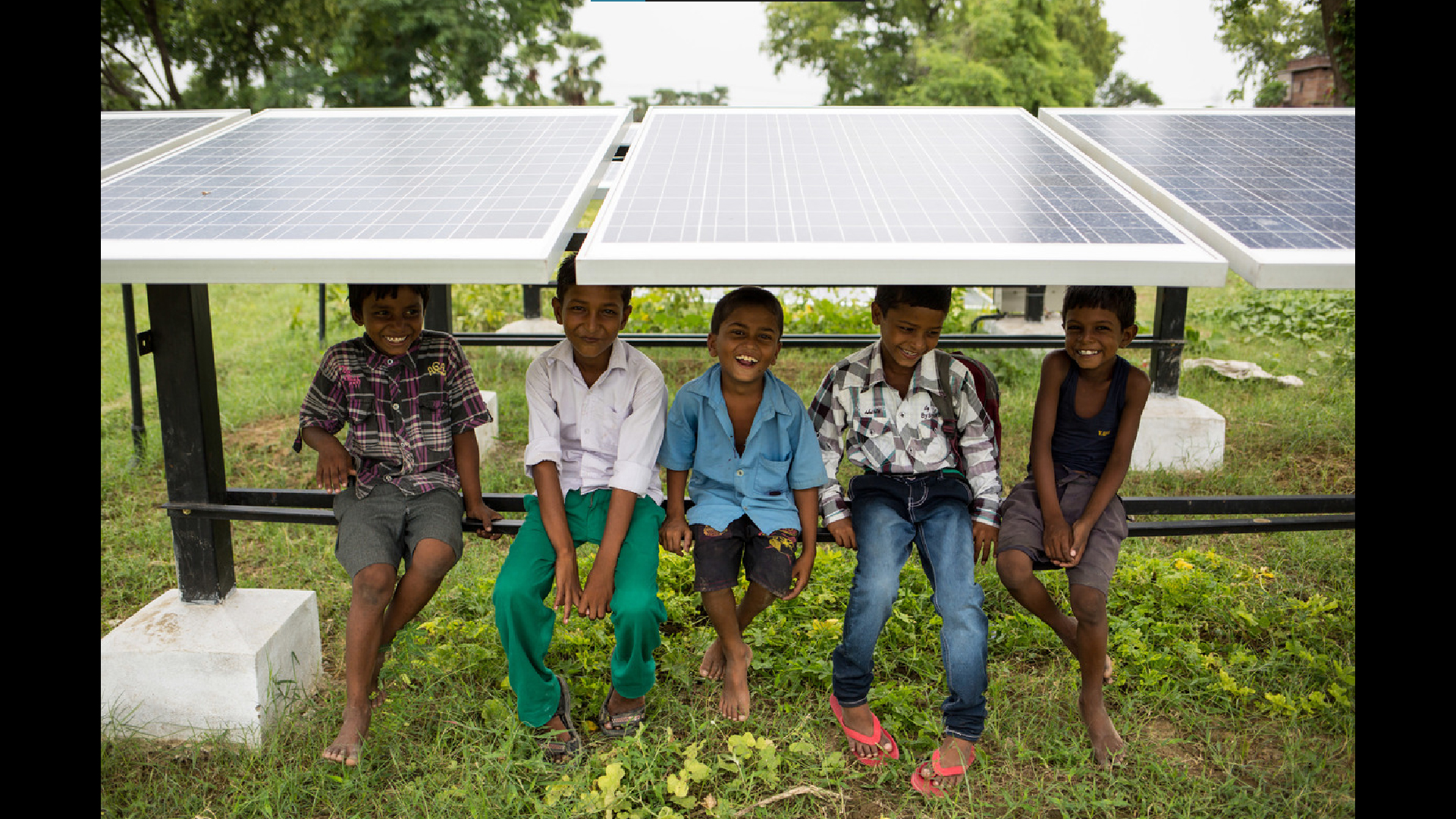 Children under solar panels