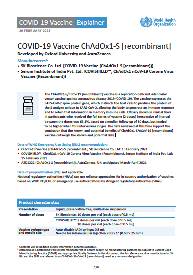 AstraZeneca ChAdOx1-S/nCoV-19 [recombinant], COVID-19 vaccine